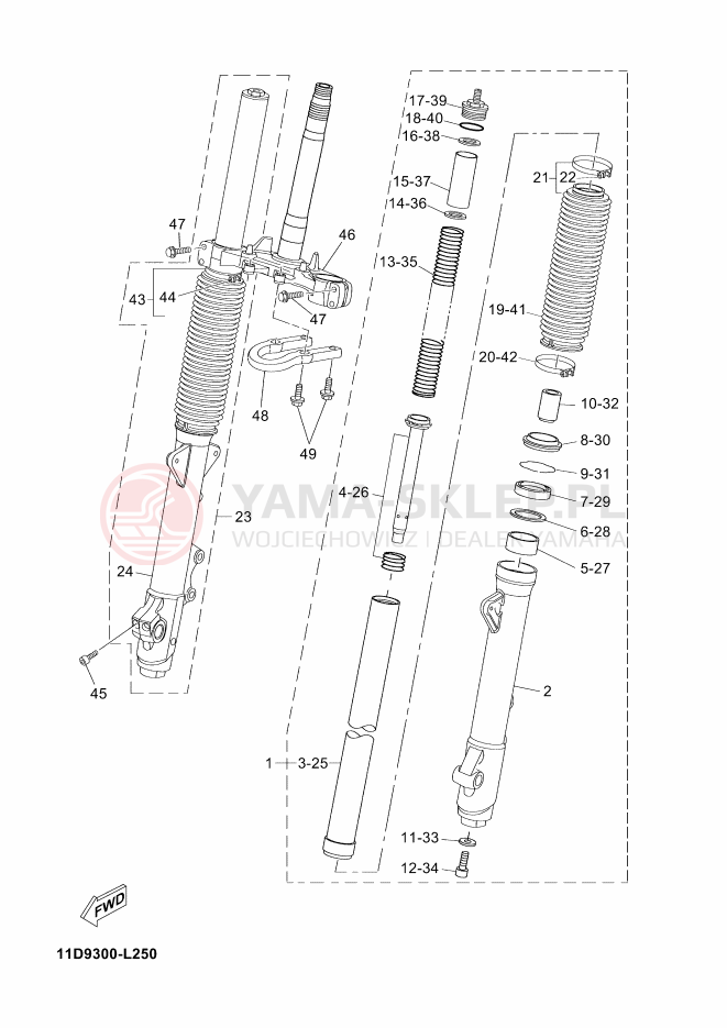 Schemat "Amortyzatory przód" do Yamaha TENERE