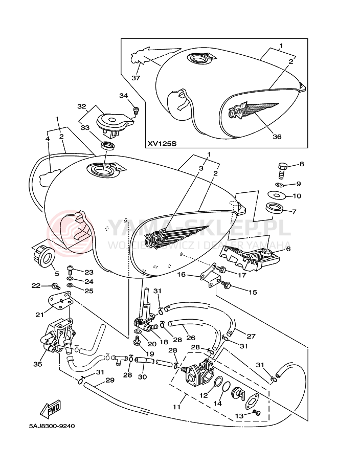 Schemat "zbiornik paliwa" do Yamaha XV125