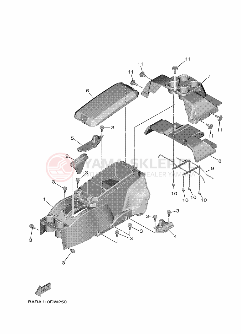 Schemat "pokrywa boczna" do Yamaha WOLVERINE X4 EPS