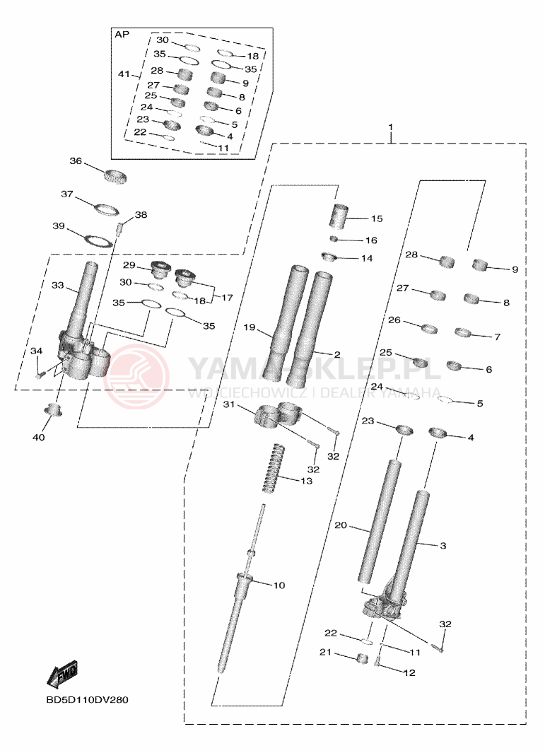 Schemat "WIDOK Z PRZODU 1" do Yamaha NIKEN GT