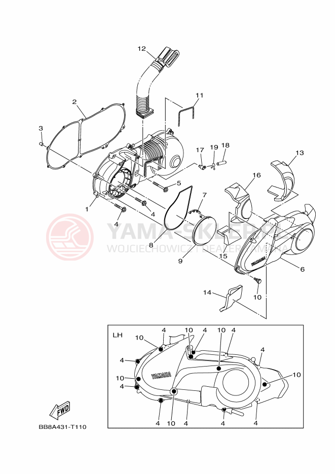 Schemat "Pokrywa silnika" do Yamaha TRICITY 125