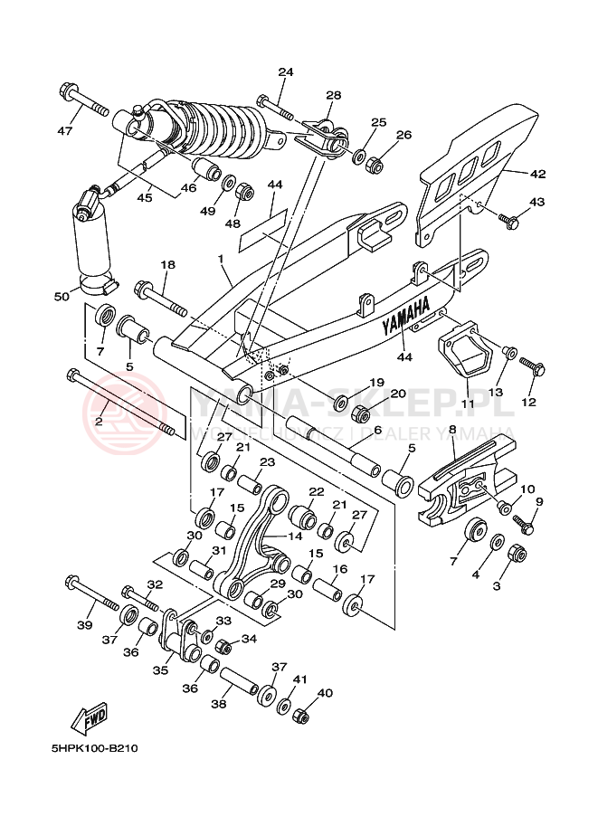 Schemat "wahacz, zawieszenie tył" do Yamaha TT-R125E