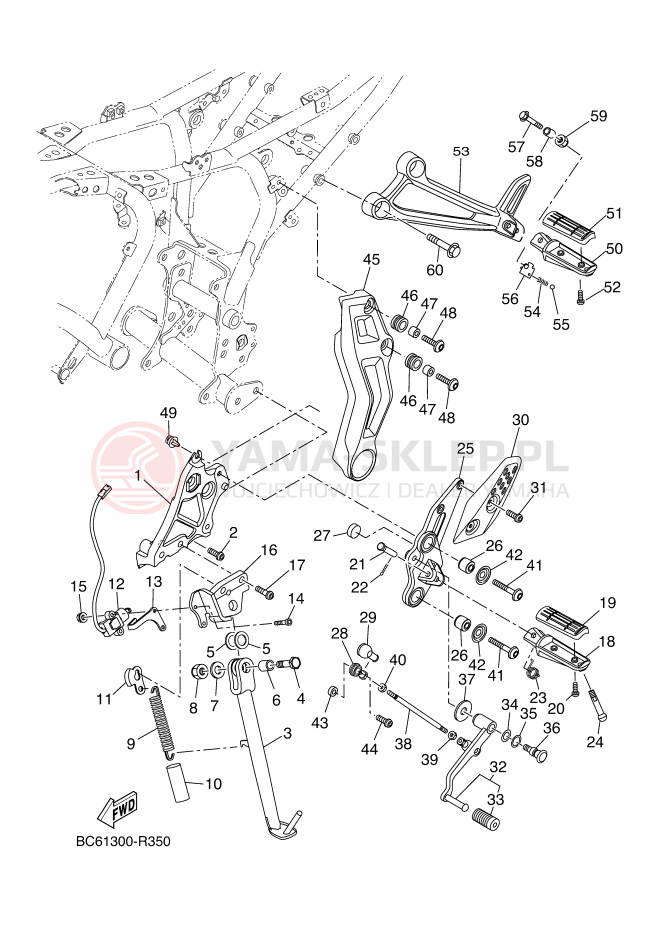 Schemat "Stopka postojowa i podnóżki" do Yamaha TRACER 700