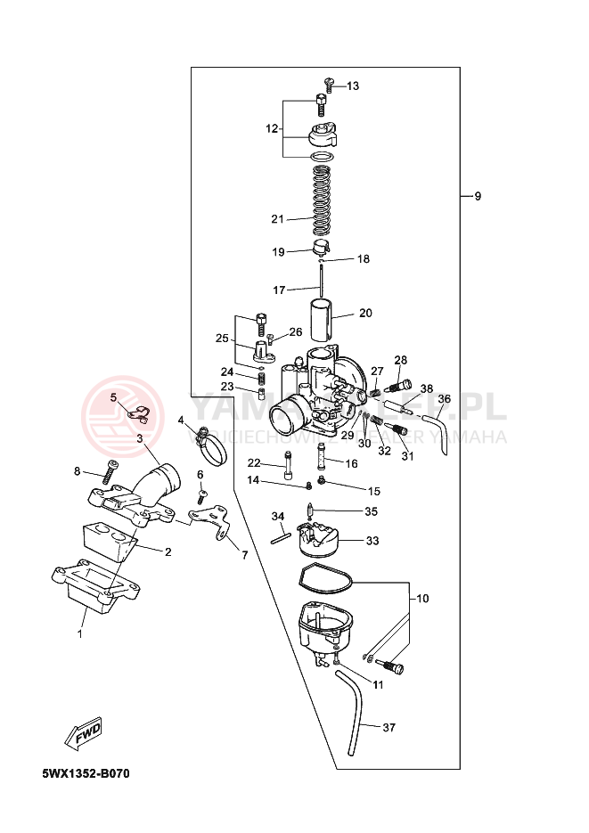 Schemat "Gaźnik" do Yamaha TZR50