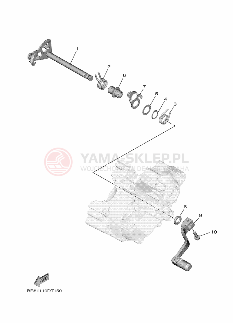 Schemat "Dźwignia zmiany biegów, wałek" do Yamaha YZ65