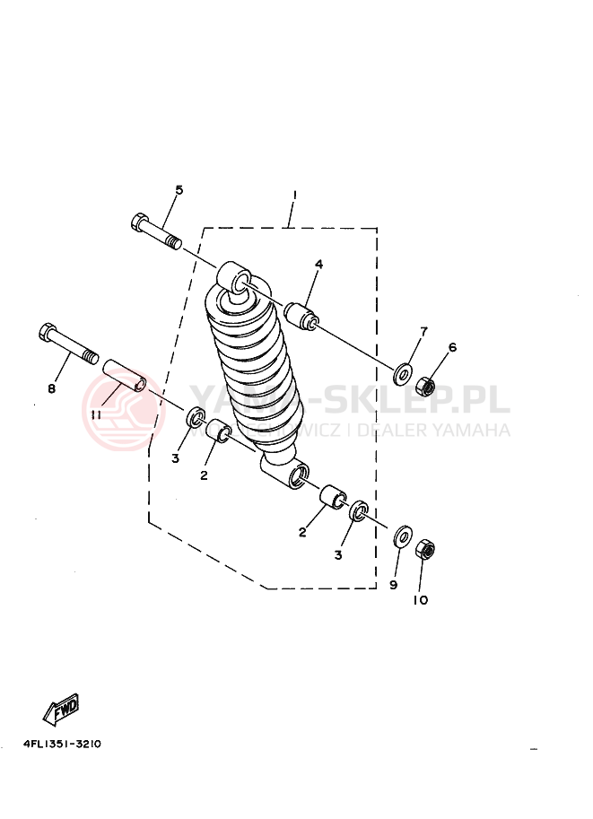 Schemat "zawieszenie tył" do Yamaha TZR125
