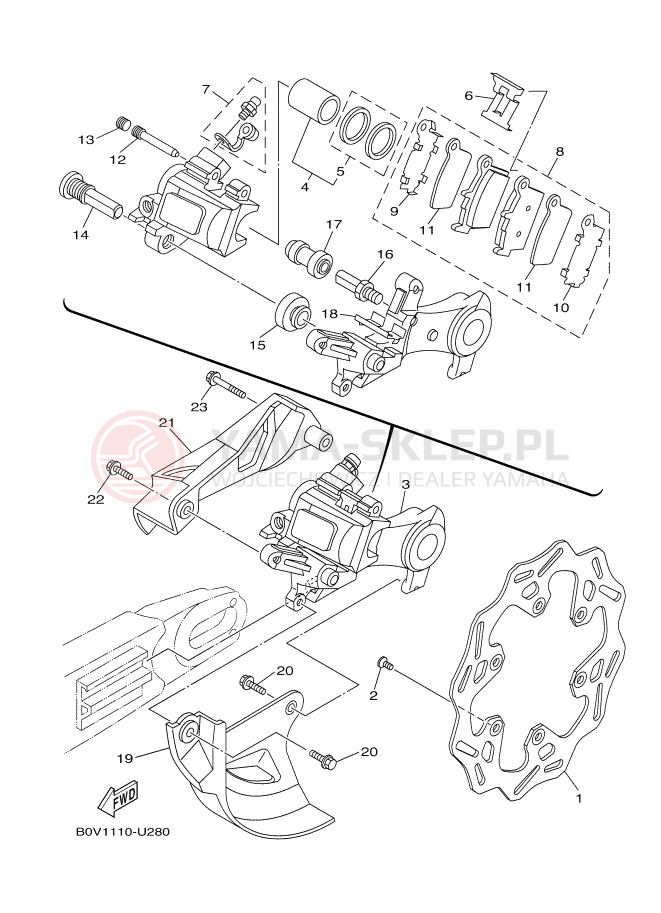 Schemat "Zacisk hamulcowy tylny" do Yamaha YZ125