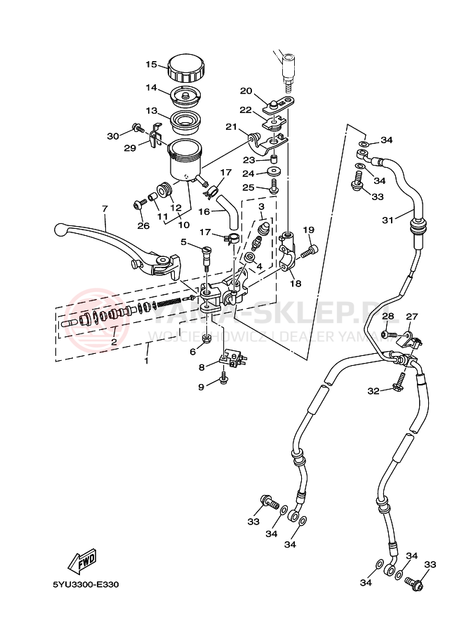 Schemat "Pompa hamulcowa przednia" do Yamaha MT01