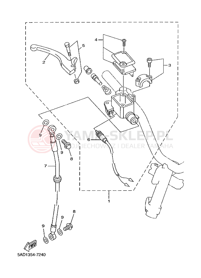 Schemat "Pompa hamulcowa przednia" do Yamaha OVETTO 50
