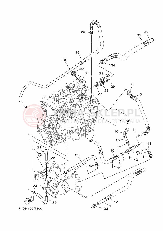 Schemat "Wydech końcowy" do Yamaha VX LIMITED