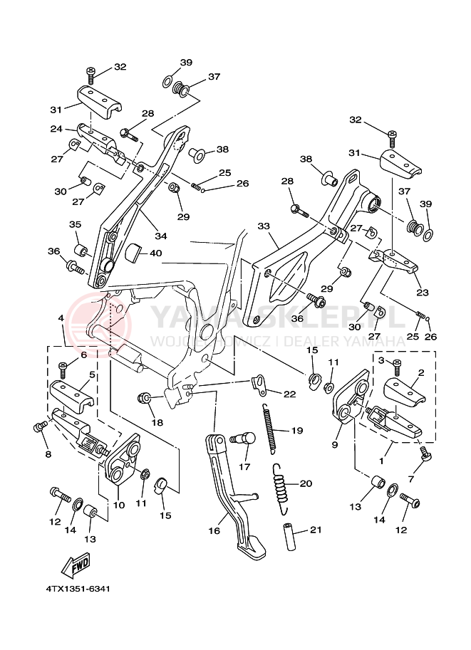 Schemat "Stopka postojowa i podnóżki" do Yamaha TDM850