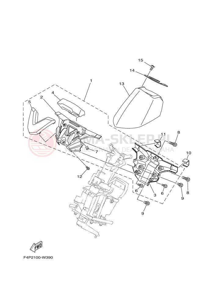 Schemat "Kierownica i osprzęt" do Yamaha GP1800C