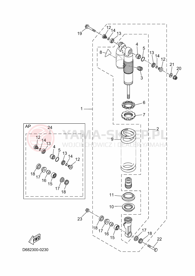 Schemat "zawieszenie tył" do Yamaha YZ125