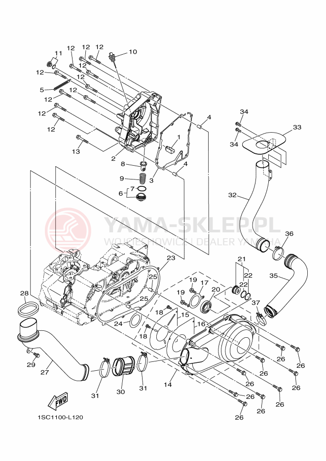 Schemat "Pokrywa silnika" do Yamaha YFM300