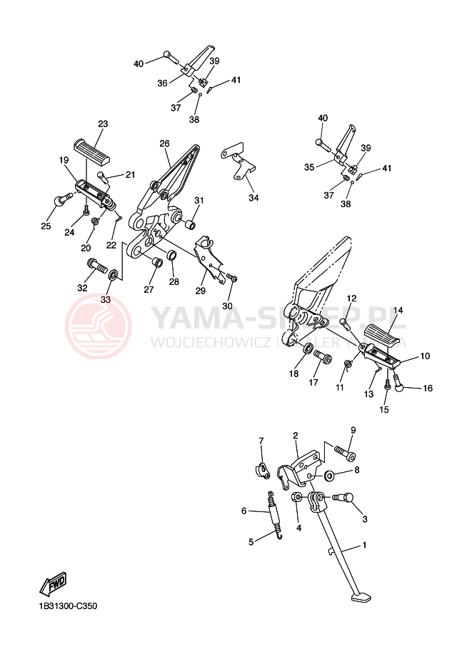 Schemat "Stopka postojowa i podnóżki" do Yamaha FZ6-N FZ6