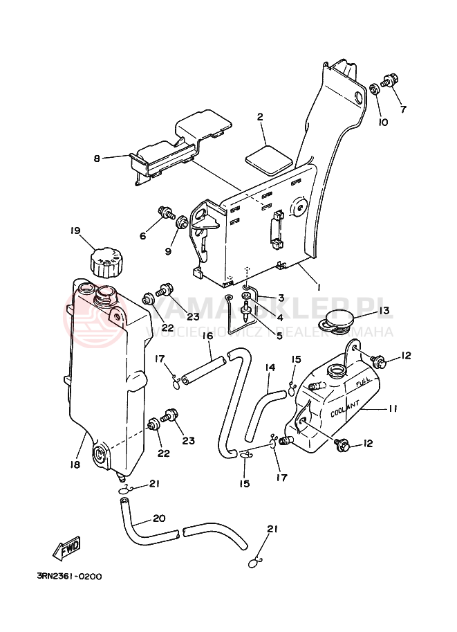 Schemat "ZBIORNIK OLEJU" do Yamaha DT125R