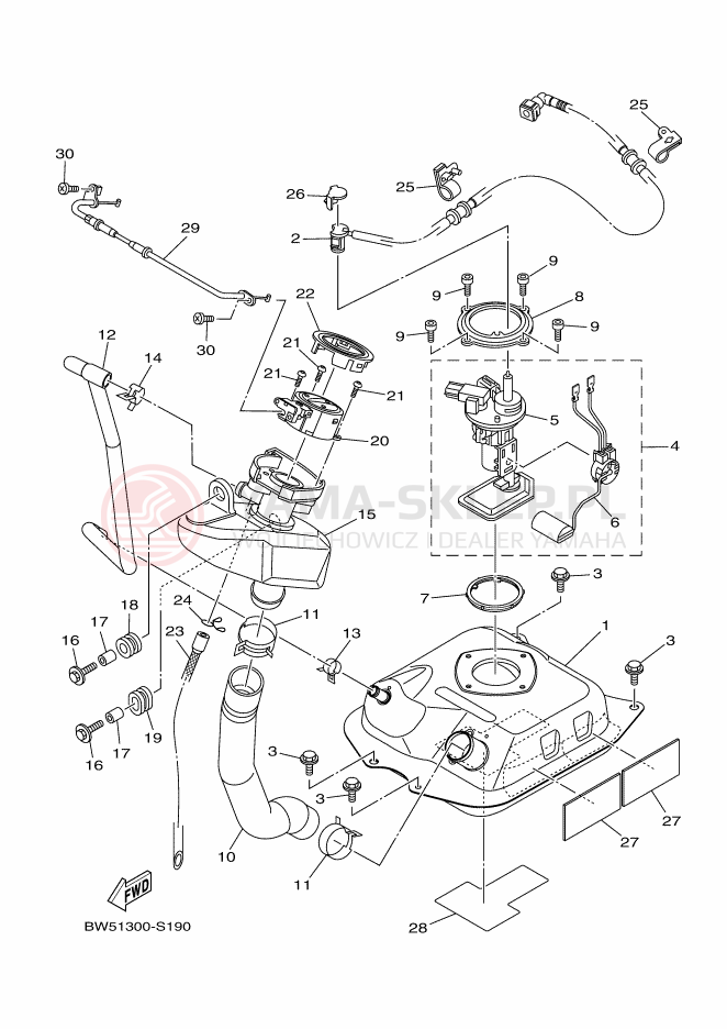 Schemat "zbiornik paliwa" do Yamaha DELIGHT