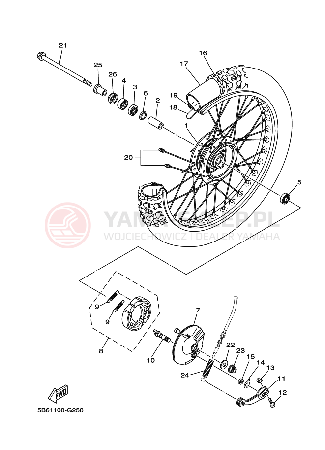 Schemat "Koło przód" do Yamaha TT-R110
