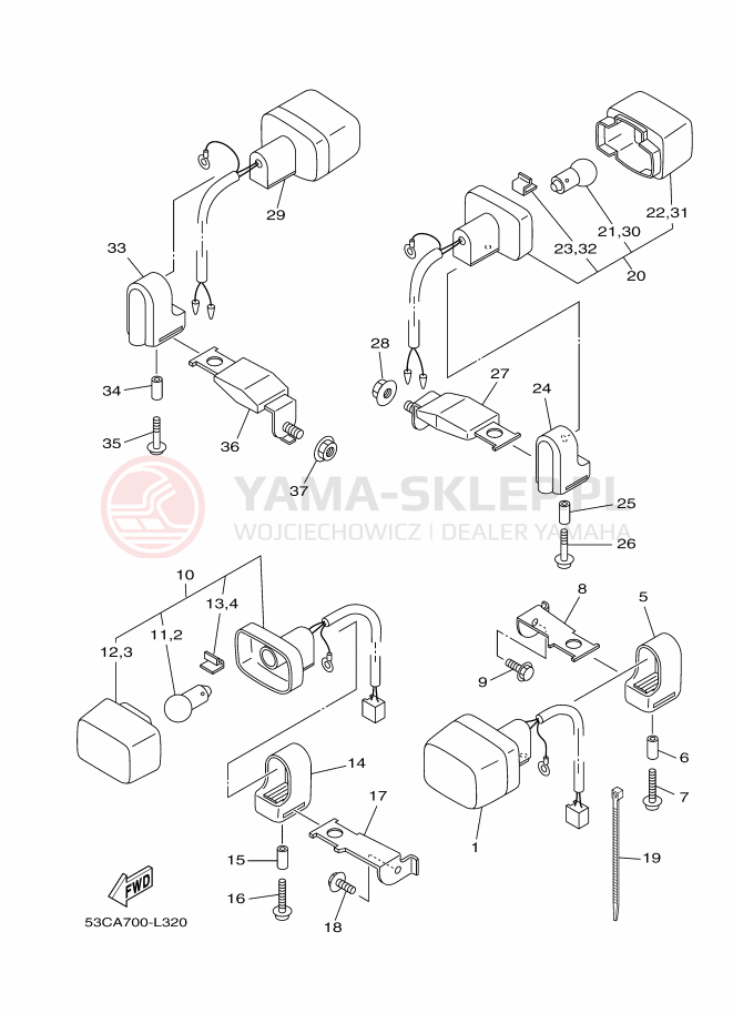 Schemat "kierunkowskazy" do Yamaha AG200F