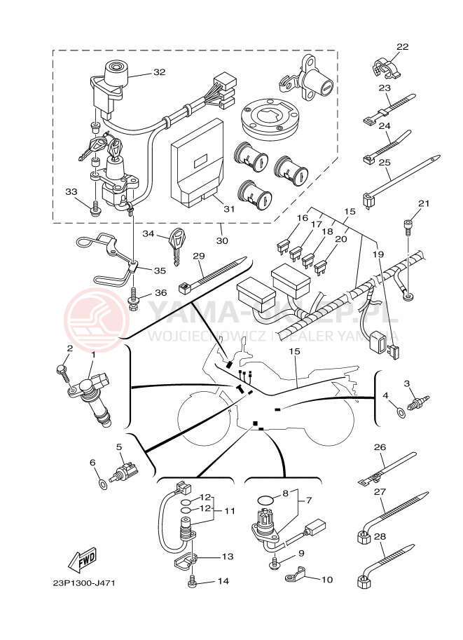 Schemat "układ elektryczny" do Yamaha XT1200Z