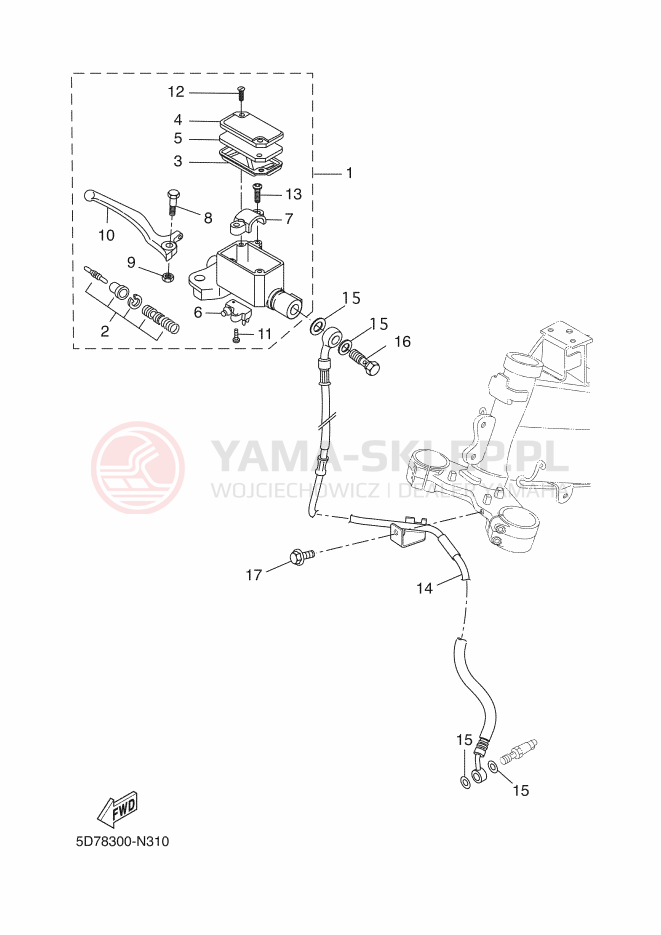 Schemat "Pompa hamulcowa przednia" do Yamaha YZF-R125