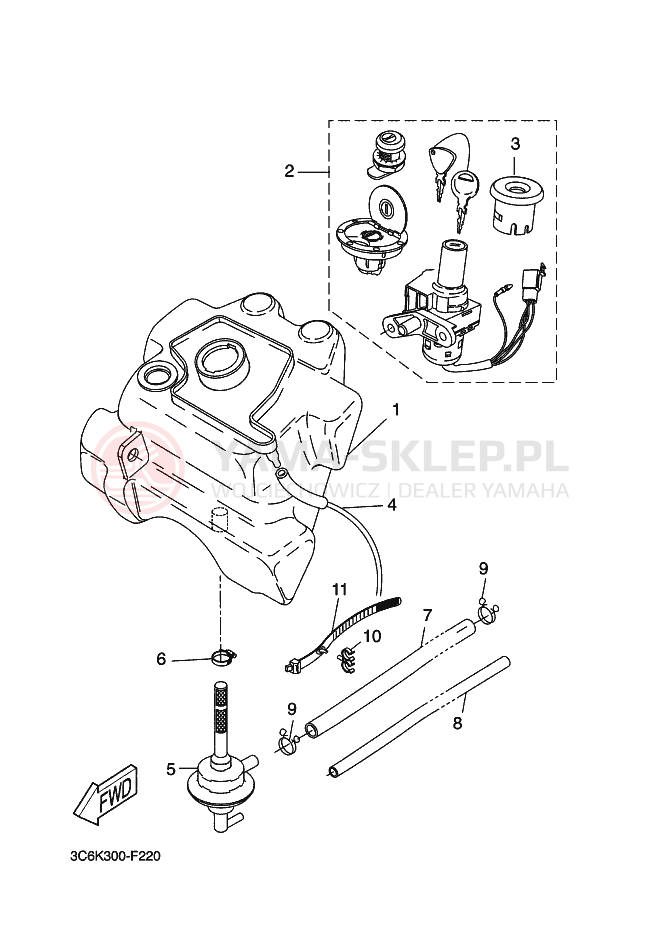 Schemat "zbiornik paliwa" do Yamaha AEROX