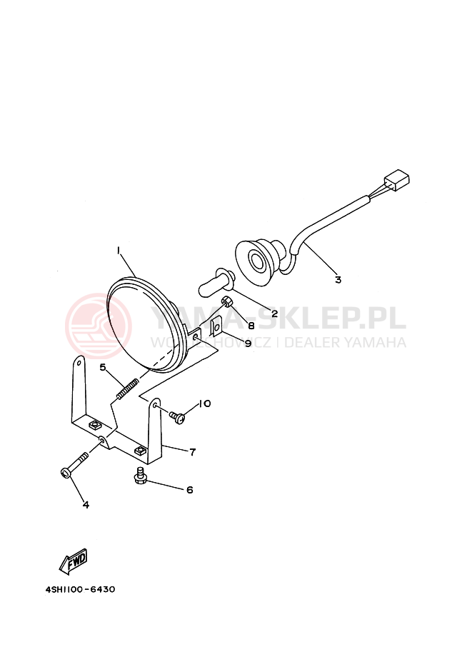 Schemat "Lampa przód" do Yamaha YFM400FW