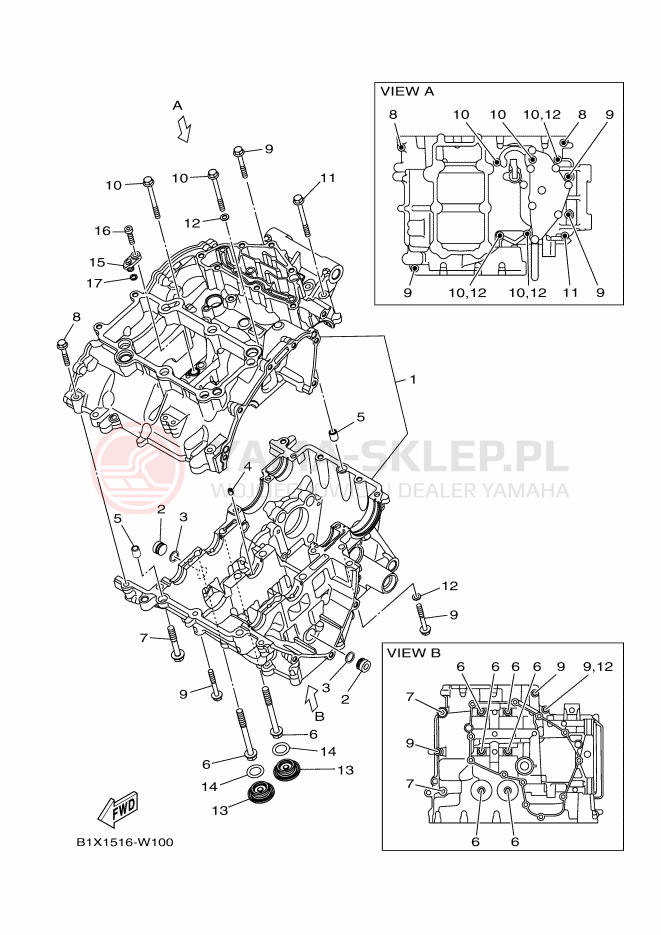 Schemat "Obudowa silnika" do Yamaha YZF-R3