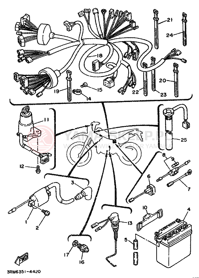 Schemat "układ elektryczny" do Yamaha DT125R