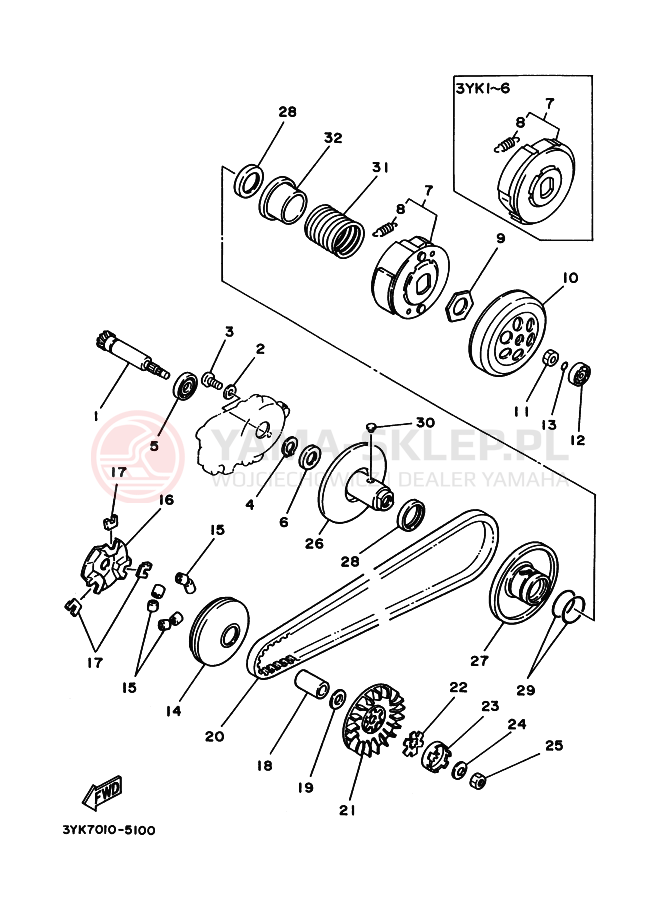 Schemat "sprzęgło" do Yamaha YG50Z JOG Z