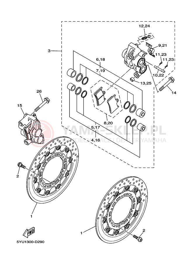 Schemat "Koło przód" do Yamaha MT01