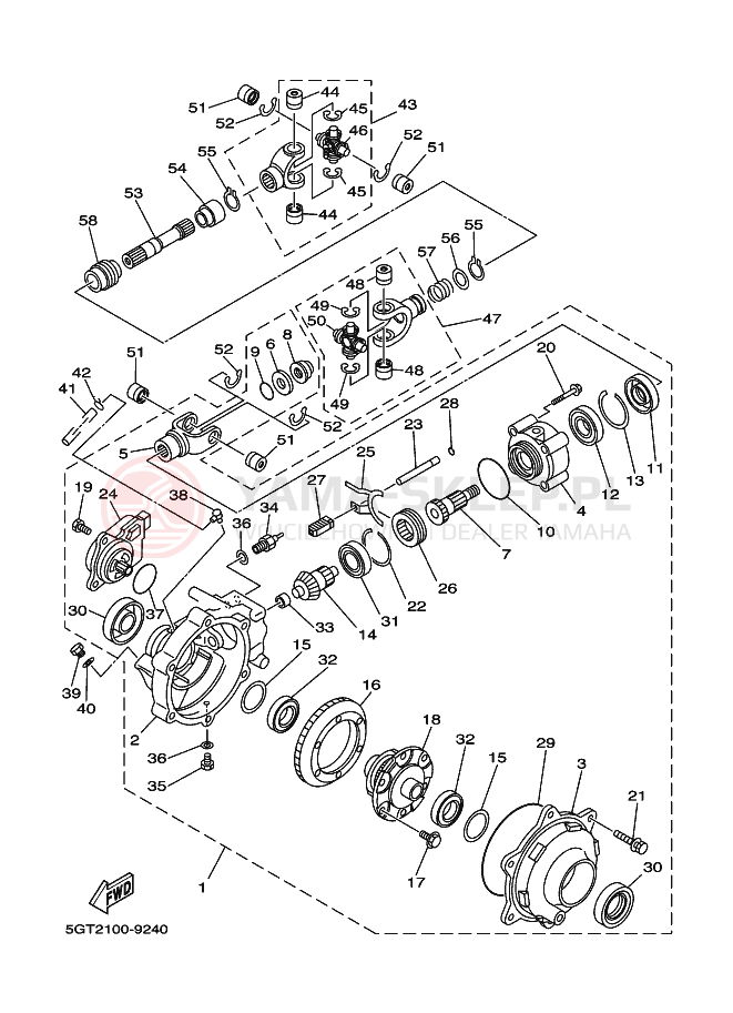 Schemat "Wał napędowy przód" do Yamaha YFM600FWA