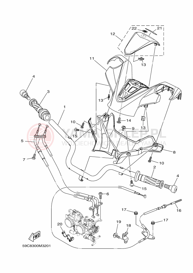 Schemat "Kierownica i osprzęt" do Yamaha TMAX