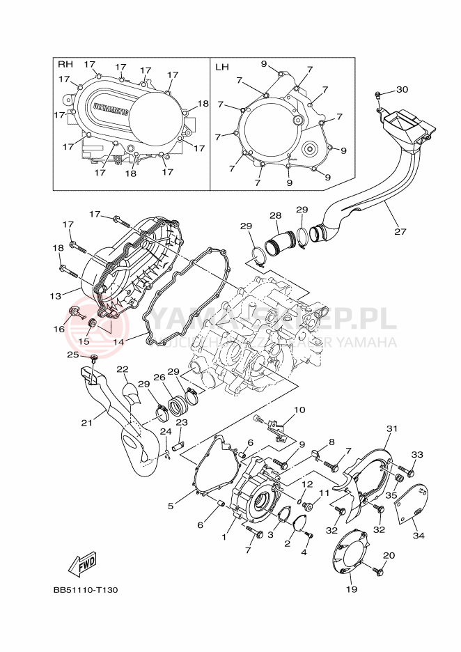 Schemat "Pokrywa silnika" do Yamaha KODIAK 450 EPS