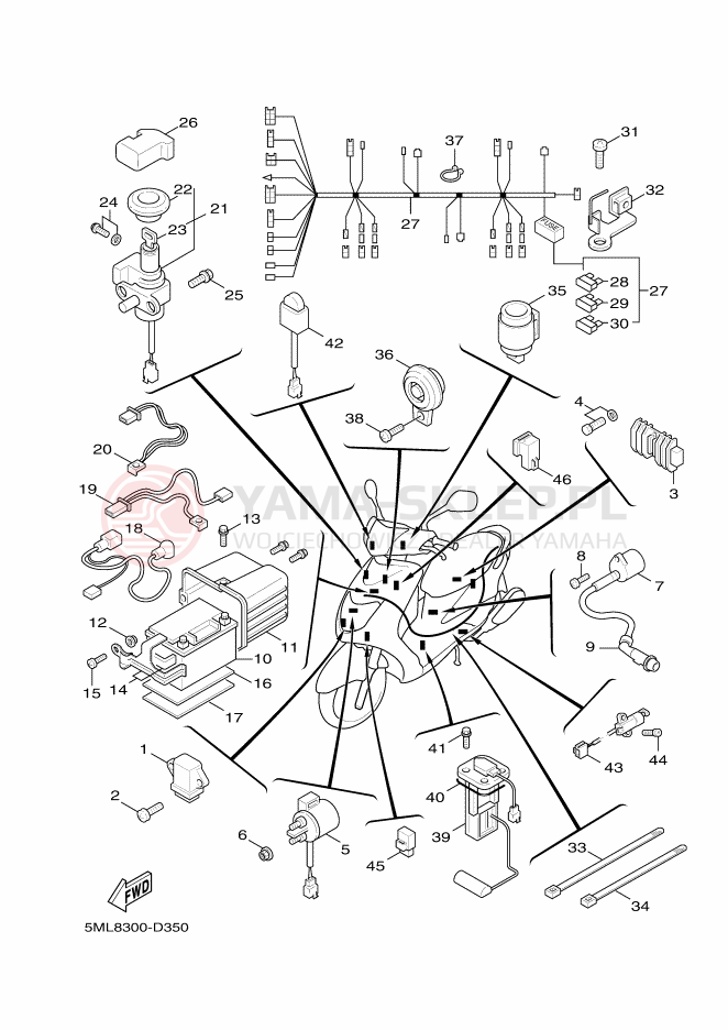 Schemat "układ elektryczny" do Yamaha CYGNUS