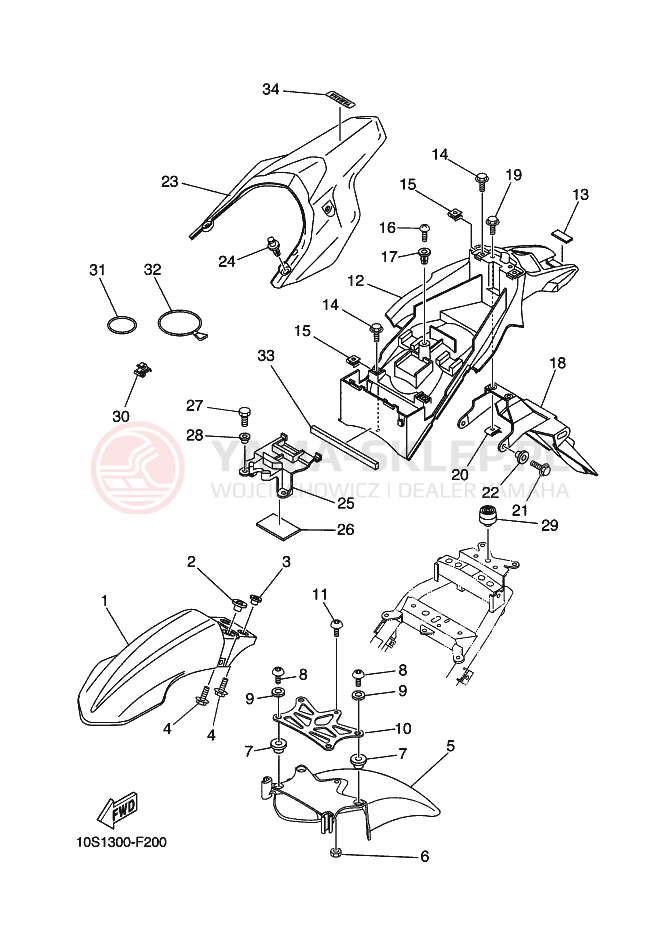 Schemat "błotnik" do Yamaha XT660X