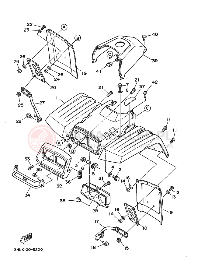 Schemat "PRZEDNI BŁOTNIK" do Yamaha BIG BEAR 350