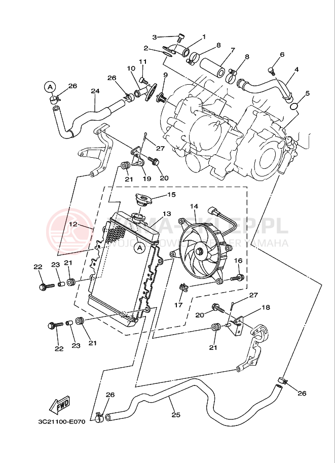 Schemat "Układ chlodzenia" do Yamaha WOLVERINE 4WD