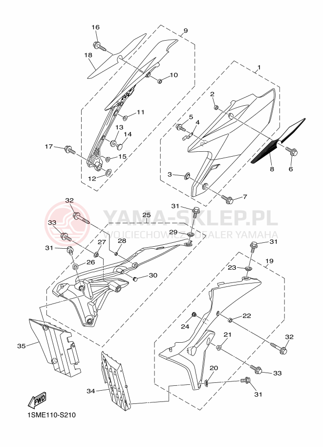 Schemat "Pokrywa boczna" do Yamaha YZ250F