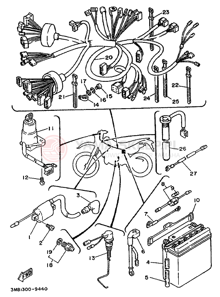 Schemat "układ elektryczny" do Yamaha DT125RE