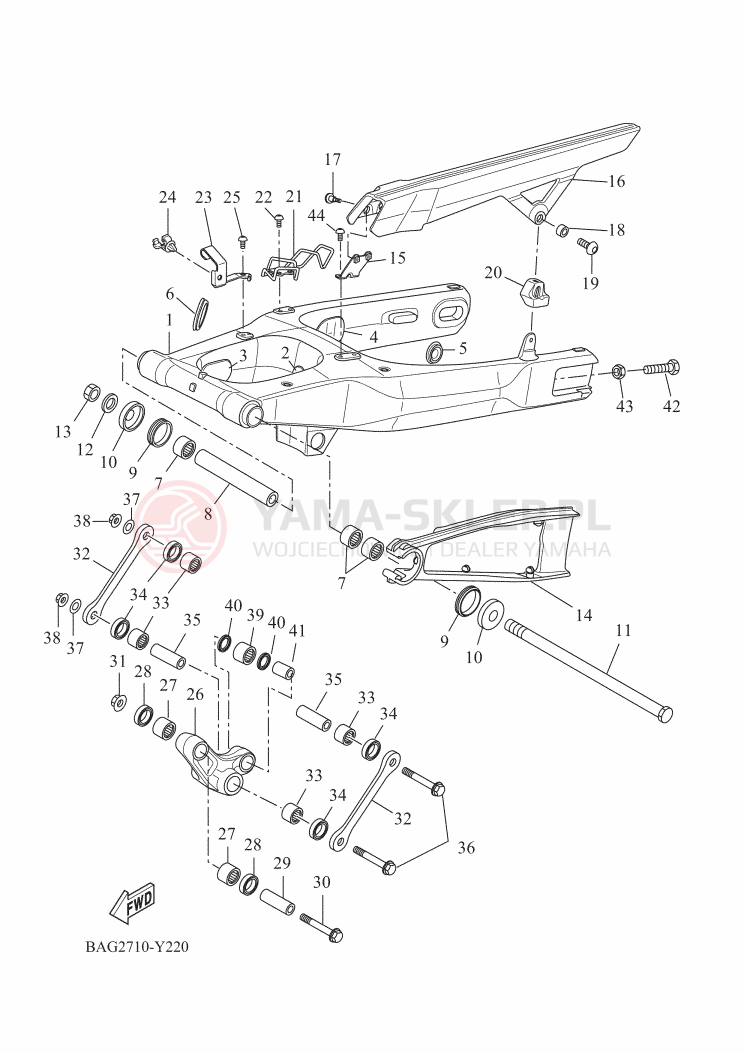 Schemat "wahacz" do Yamaha TENERE 700 WORLD RALLY