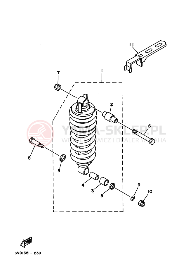 Schemat "zawieszenie tył" do Yamaha TDM850