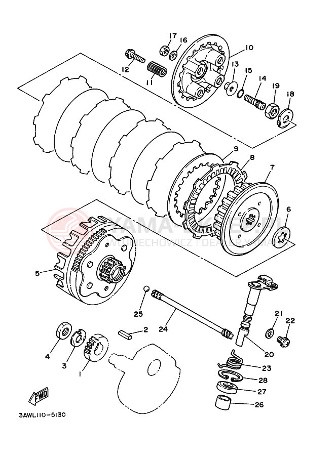 Schemat "sprzęgło" do Yamaha TW200E TW200R