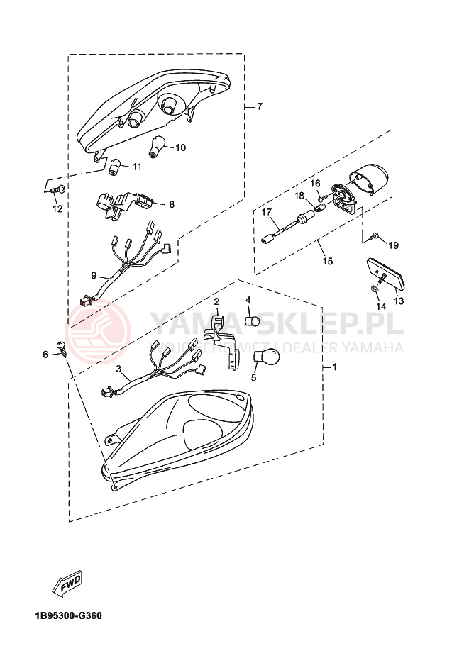 Schemat "Oświetlenie tył" do Yamaha X-MAX 250