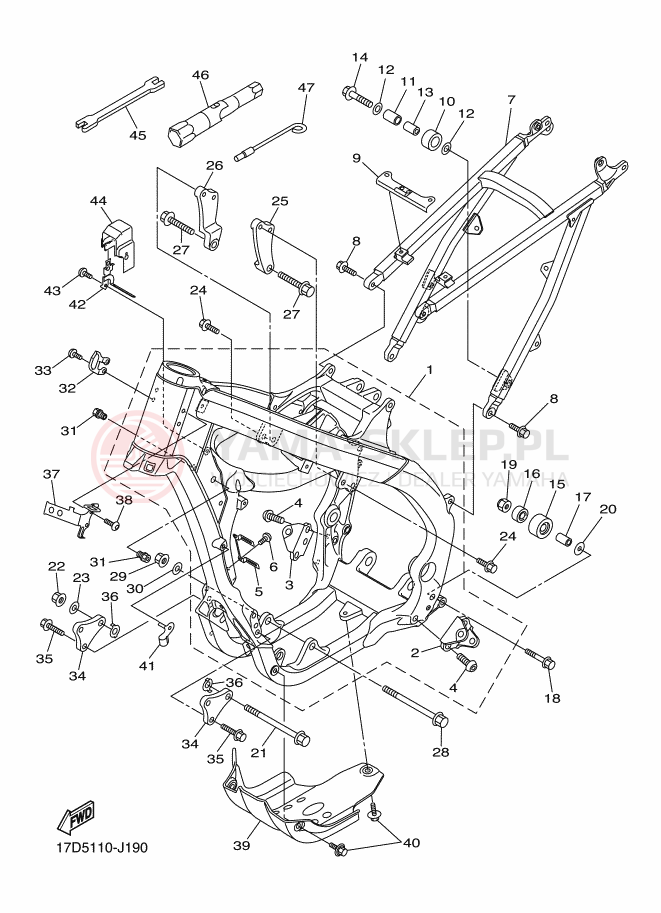 Schemat "rama" do Yamaha YZ250F