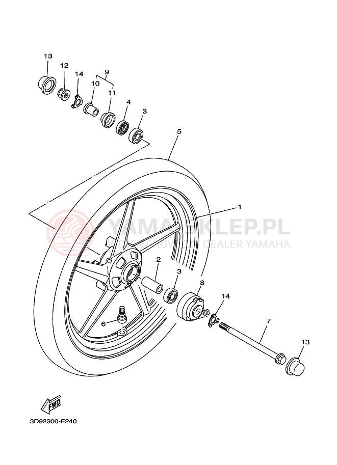 Schemat "Koło przód" do Yamaha YBR125ED
