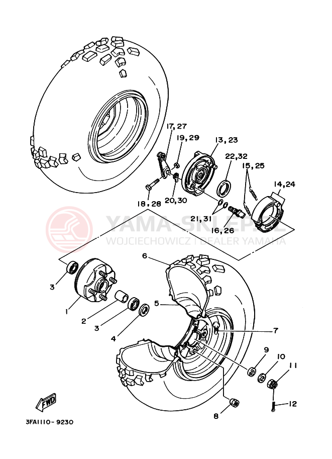 Schemat "Koło przód" do Yamaha YFA-1