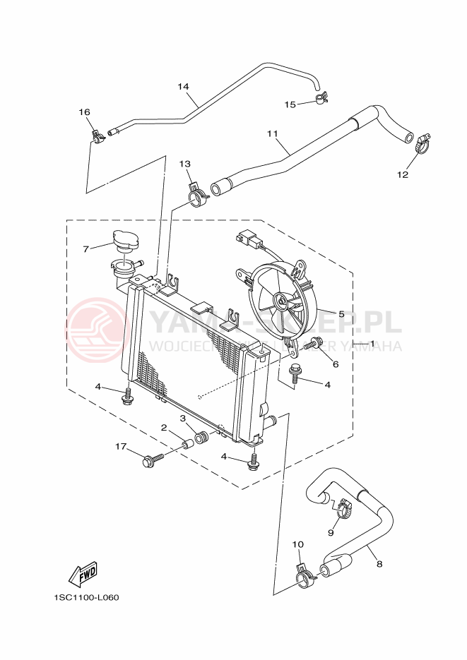 Schemat "Układ chlodzenia" do Yamaha YFM300