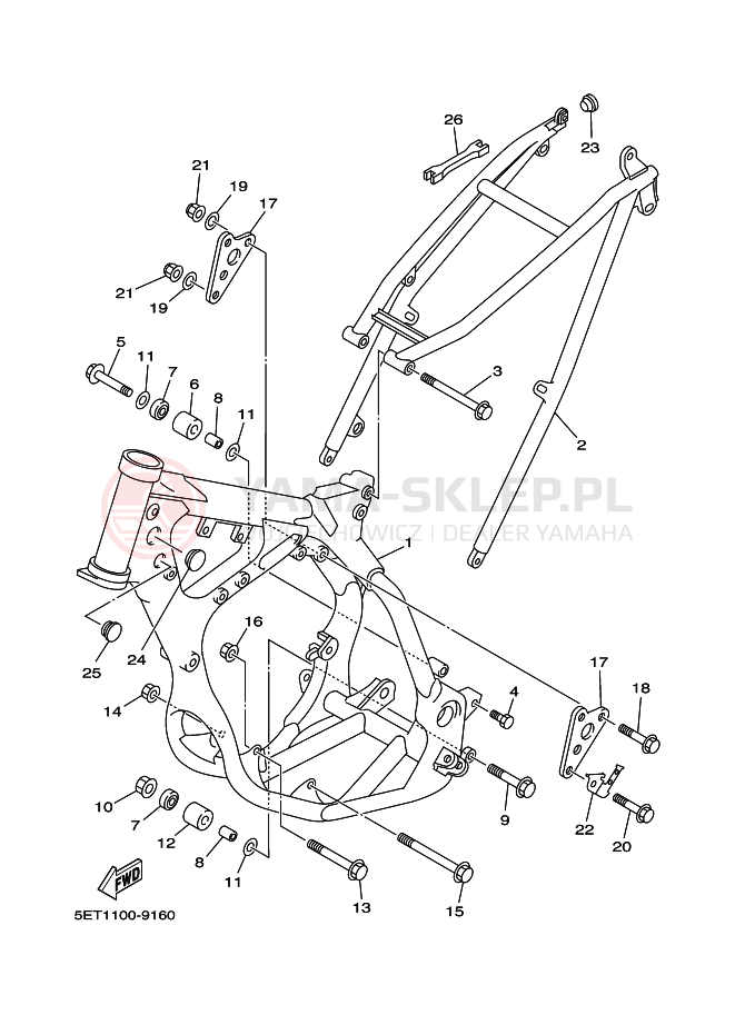 Schemat "rama" do Yamaha YZ125