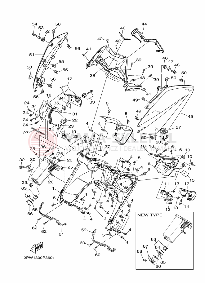 Schemat "Nadwozie przód" do Yamaha TMAX